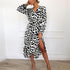 Aachoae Leopard Dress 2020 Women Vintage Long Beach Dress Loose Long Sleeve V-neck A-line Sexy Party Dress Vestidos de fiesta - menochic